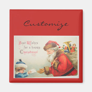 Weihnachtsmann und Junge Vintag Nostalgie Weihnach Magnet