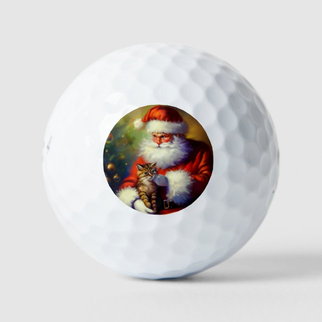 Weihnachtsmann und Katze (1) Golfball (Vorderseite)
