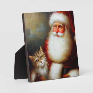 Weihnachtsmann und Katze 2 Fotoplatte