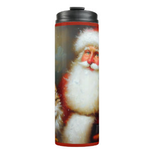 Weihnachtsmann und Katze 2 Thermosbecher