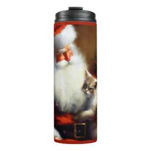 Weihnachtsmann und Katze 3 Thermosbecher
