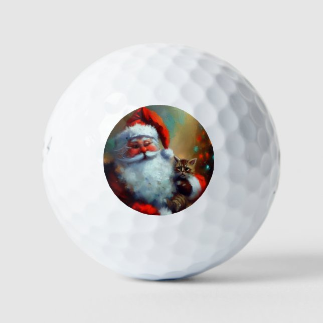 Weihnachtsmann und Katze (4) Golfball (Vorderseite)