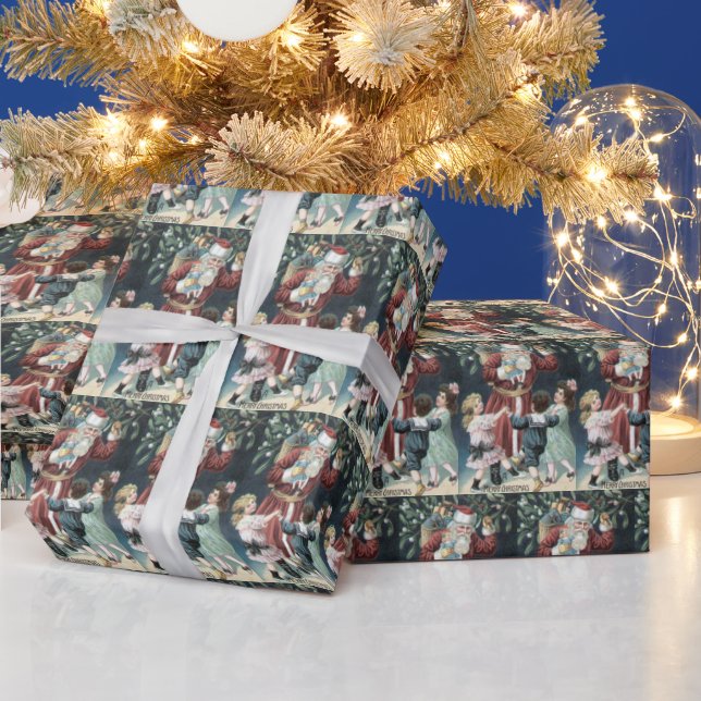 Weihnachtsmann und Kinder Geschenkpapier (Feiertage)