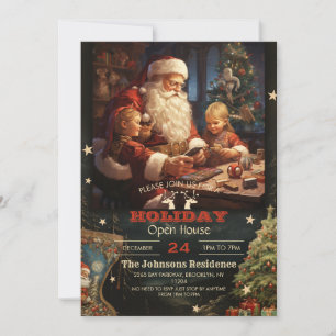 Weihnachtsmann und Kinder Weihnachtsmalerei Einladung