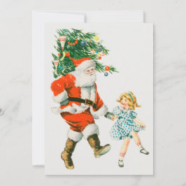 Weihnachtsmann und Kleines Mädchen Feiertagskarte