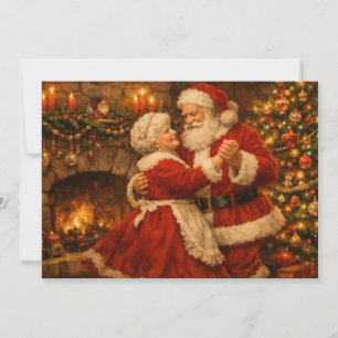 Weihnachtsmann und Mrs. Claus tanzen im Vintage-St Feiertagskarte