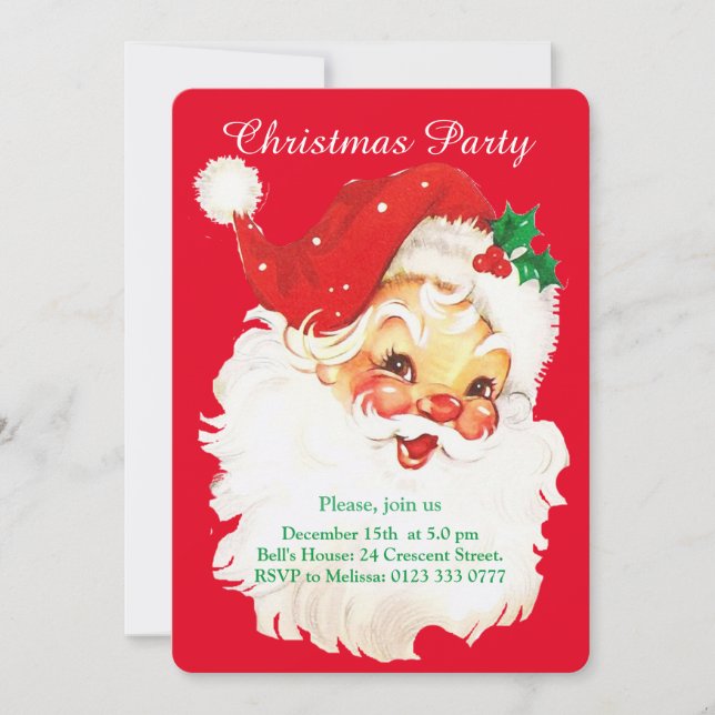 Weihnachtsmann und Niedliche Elf-Party Einladung (Vorderseite)