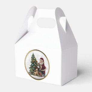 Weihnachtsmann und niedlicher Welpe Weihnachtsbau Geschenkschachtel