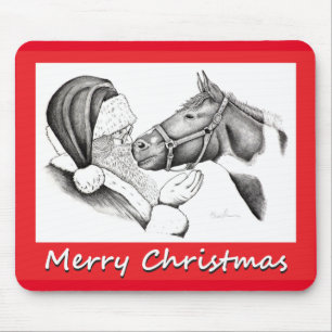 Weihnachtsmann und Paint Pinto Pferd Mousepad