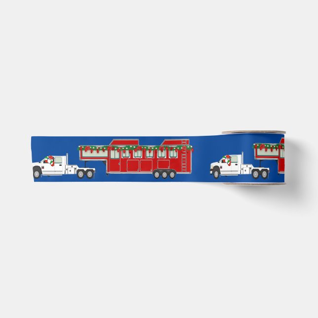 Weihnachtsmann und Pferdeanhänger Weihnachten 3" Satinband (Vorderseite)