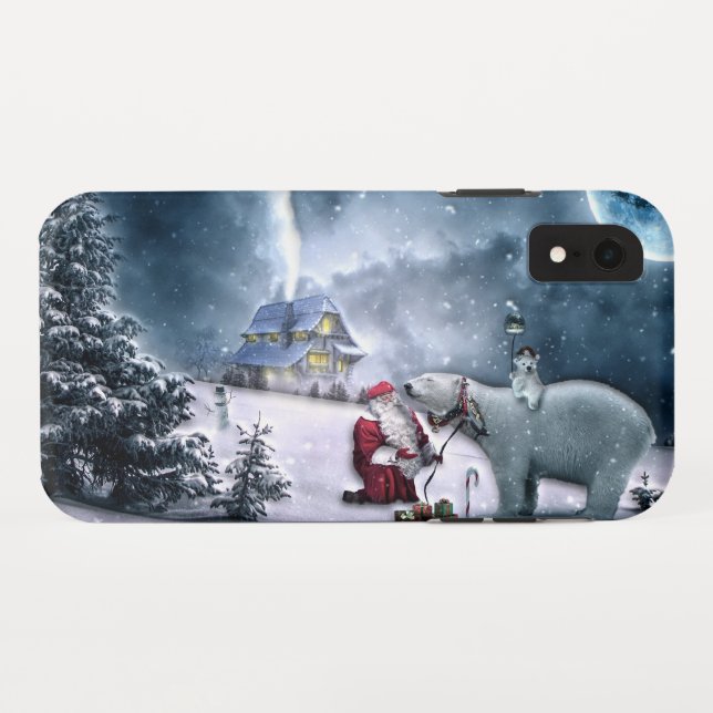 Weihnachtsmann und Polar-Bär Case-Mate iPhone Hülle (Rückseite (Horizontal))
