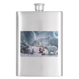 Weihnachtsmann und Polar-Bär Flachmann