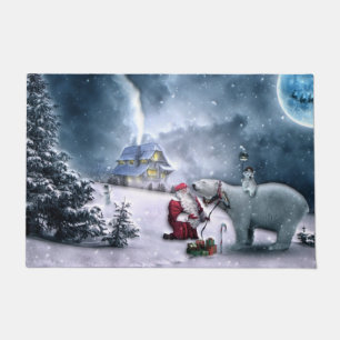 Weihnachtsmann und Polarbär Fußmatte