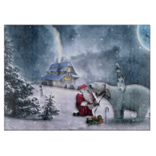 Weihnachtsmann und Polarbär Schneidebrett