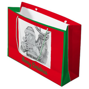 Weihnachtsmann und Reindeer Große Geschenktüte