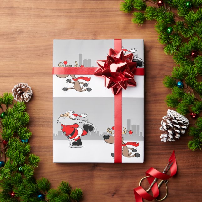 Weihnachtsmann und Reindeer - Niedliche Weihnachte Geschenkpapier (Feiertagsgeschenk)