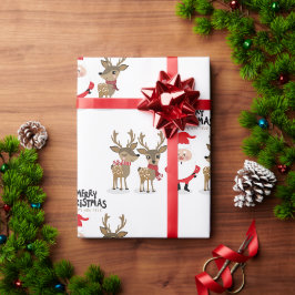 Weihnachtsmann und Reindeer - Niedliche Weihnachte Geschenkpapier
