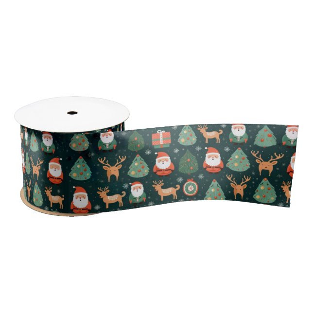 Weihnachtsmann und Reindeer Satinband (Spule)