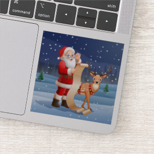 Weihnachtsmann und Rentier Aufkleber
