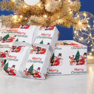 Weihnachtsmann und Rentier Festliche Weihnachten Geschenkpapier