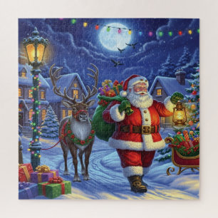 Weihnachtsmann- und Rentier-Puzzle