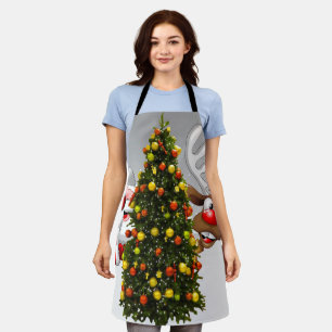 Weihnachtsmann und Rentiere hinter einem Weihnacht Schürze