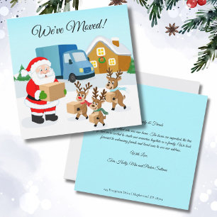 Weihnachtsmann und Rentiere Umzugsankündigung  Ankündigung