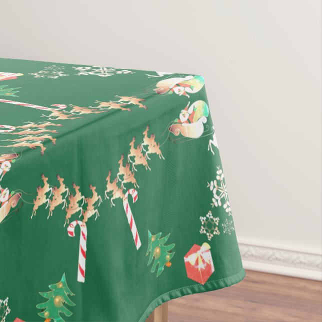 Weihnachtsmann und RentierTablecloth Tischdecke (Beispiel)