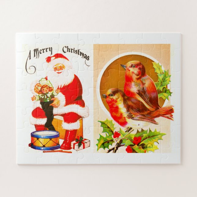 Weihnachtsmann und Robins Frohe Weihnachten (Horizontal)