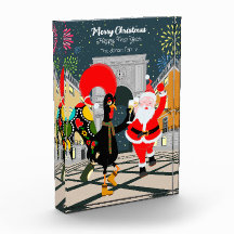 Weihnachtsmann und Rooster Champagner Toast bis Ne