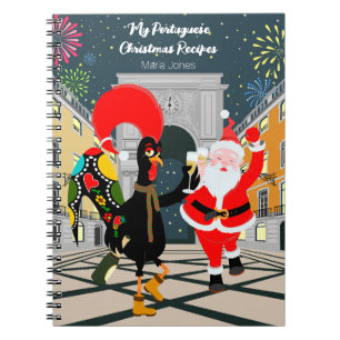 Weihnachtsmann und Rooster Champagner Toast bis Ne Notizblock