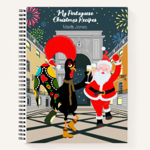 Weihnachtsmann und Rooster Champagner Toast bis Ne Notizbuch