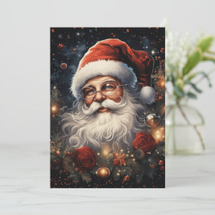 Weihnachtsmann und Rote Rosen Feiertagskarte