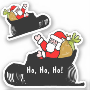 Weihnachtsmann und Schlitten Weihnachten Aufkleber