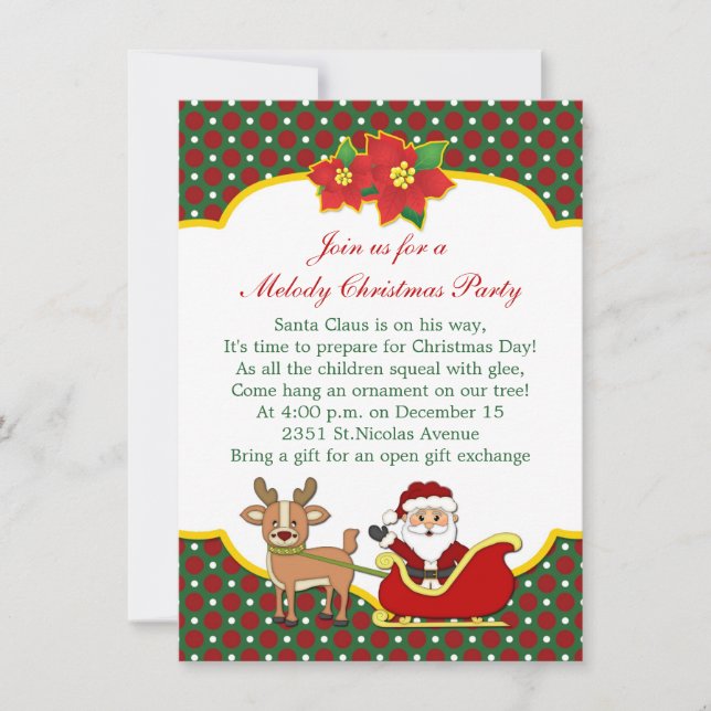 Weihnachtsmann und Schlittenkinder Weihnachten Par Einladung (Vorderseite)