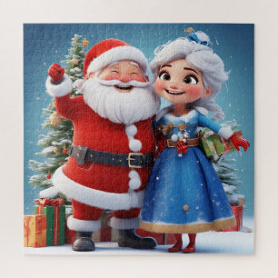 Weihnachtsmann und Schneemädchen feiern Weihnachte