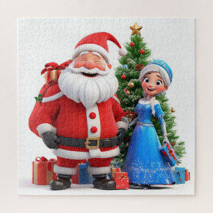 Weihnachtsmann und Schneemädchen feiern Weihnachte