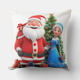 Weihnachtsmann und Schneemädchen feiern Weihnachte Kissen