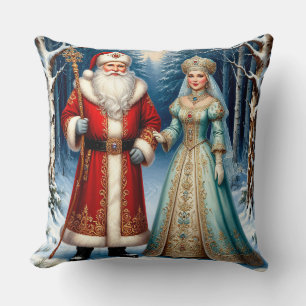 Weihnachtsmann und Schneemädchen feiern Weihnachte Kissen