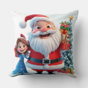 Weihnachtsmann und Schneemädchen feiern Weihnachte Kissen