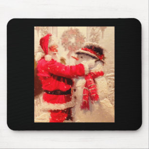 Weihnachtsmann und Schneemann im Schneefall Mousepad
