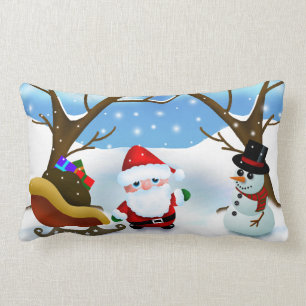 Weihnachtsmann und Schneemann Lendenkissen
