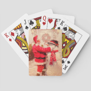 Weihnachtsmann und Schneemann Spielkarten