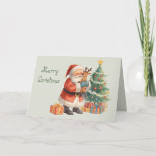 Weihnachtsmann und sein Helfer & skurriles Weihnac Karte