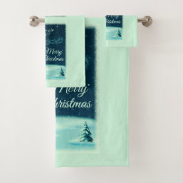 Weihnachtsmann und seine Rentiere Weihnachtsabend  Badhandtuch Set