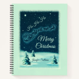 Weihnachtsmann und seine Rentiere Weihnachtsabend  Notizbuch