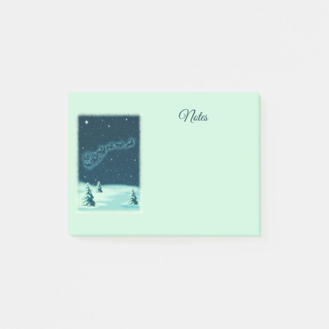 Weihnachtsmann und seine Rentiere Weihnachtsabend  Post-it Klebezettel (Vorderseite)