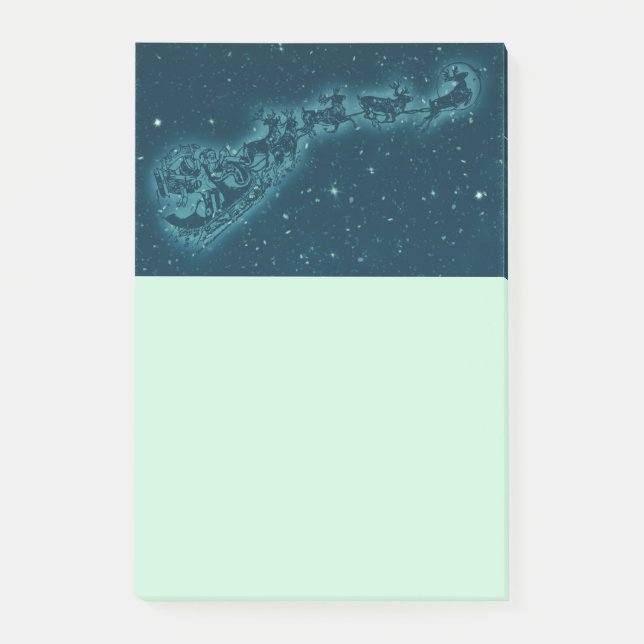 Weihnachtsmann und seine Rentiere Weihnachtsabend  Post-it Klebezettel (Vorderseite)