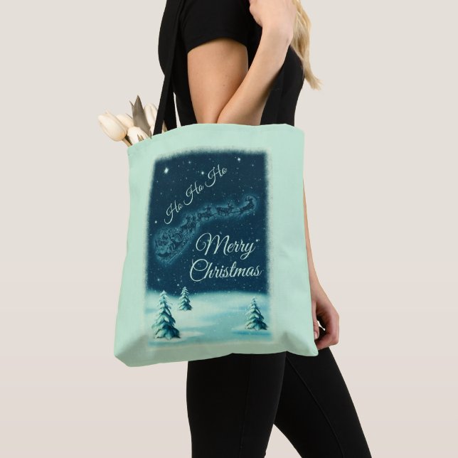 Weihnachtsmann und seine Rentiere Weihnachtsabend  Tasche (Von Nahem)
