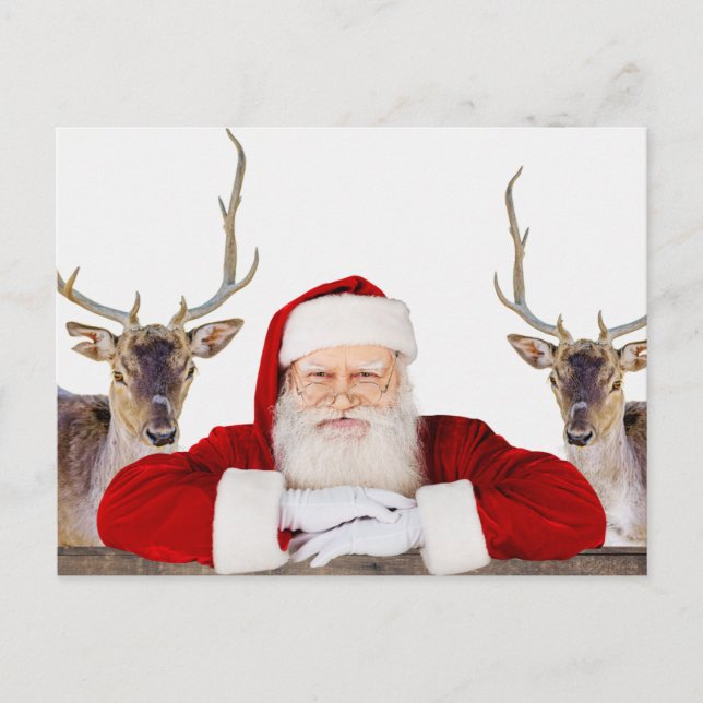 Weihnachtsmann und seine Rentiere — Weihnachtspost Postkarte (Vorderseite)